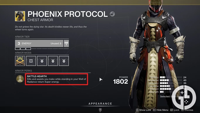 The Phoenix Protocol exotic Warlock armour in Destiny 2